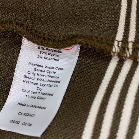 TALBOTS size 12 olive green striped shift dress - Picture 6 of 6